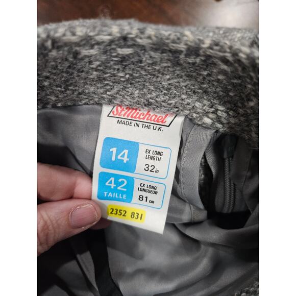 Vintage St Michael Wool A-Line Midi Skirt  Made Gray 32" Dark Academia 10 US - Picture 6 of 9